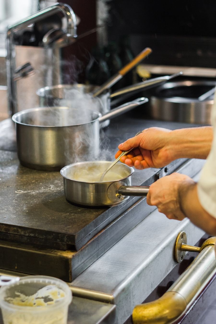 A chef preparing a course