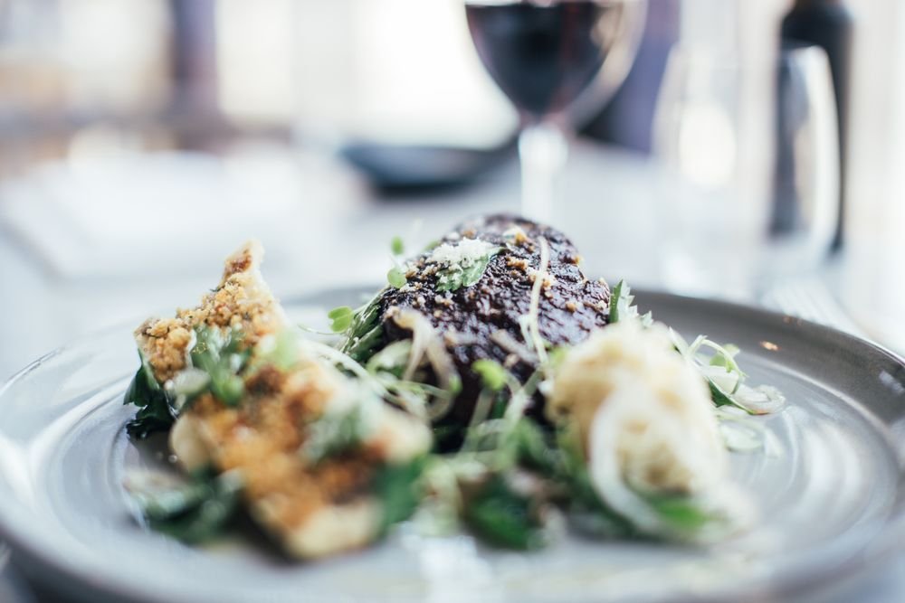 A plated course from the seasonal menu